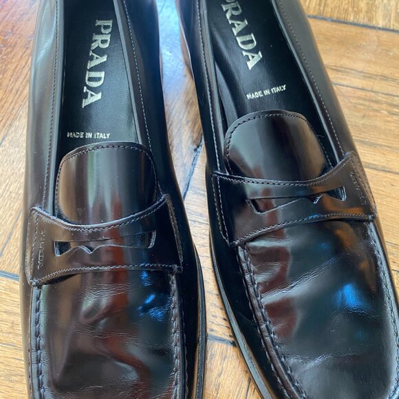 Mens Prada Penny Loafers Black Patent Leather Size 40 - Picture 3 of 6